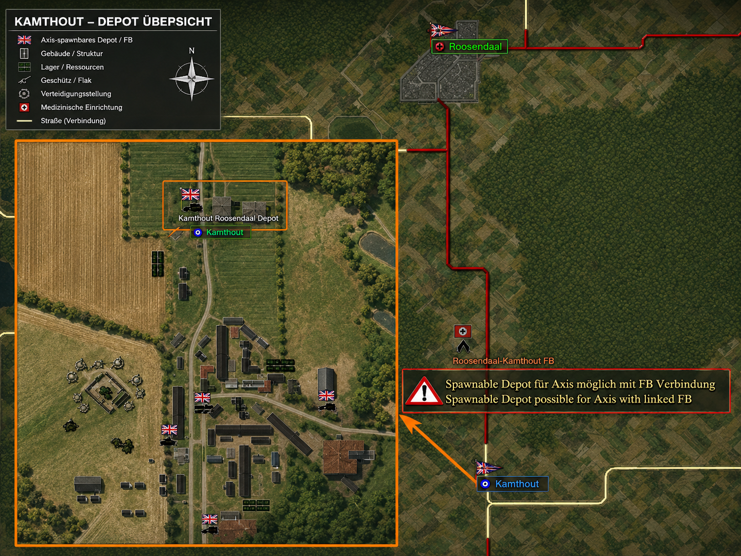 Spawnable Depot zwischen Kalmthout und Roosendaal mit verknüpfter Forward Base